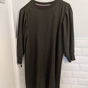 TOMMY HILFIGER PUFF QUARTER SLEEVE T SHIRT DRESS - GREEN